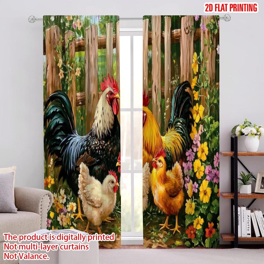 

2pcs,2D plane printing Pattern Curtains Garden Gathering Versatile 100% Polyester (without rod) Versatile All Ldeal for Bedroom, 52.50 × 116.00 cm 2 pcs