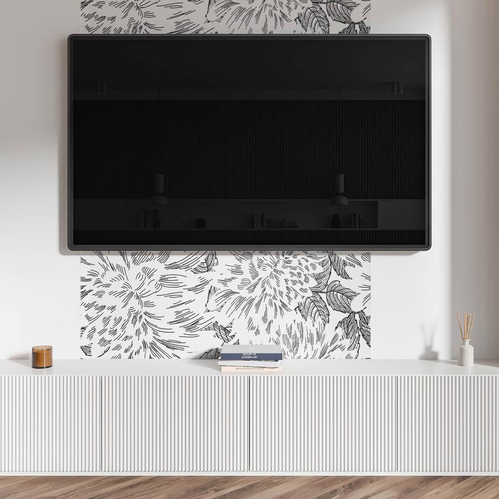 Naklejany Panel Dekoracyjny Do Szybkiej Odmiany Ściany 120X60 Cm Kwiatowy Wzór Z Liśćmi
