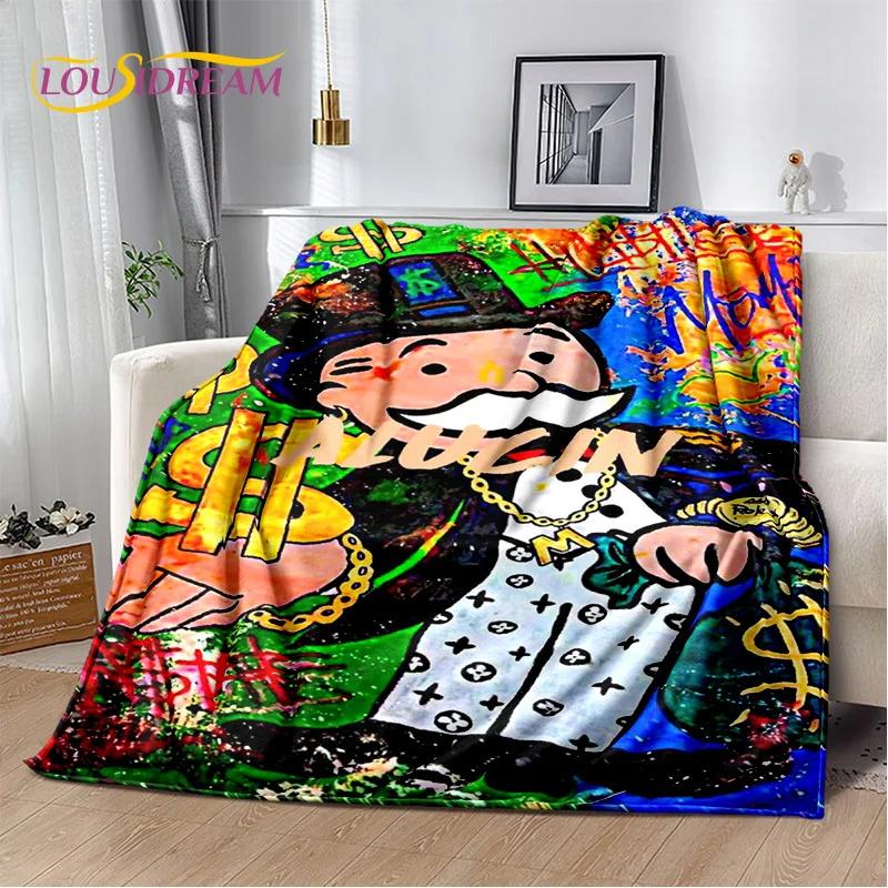 Games Dollar Monopoly Cartoon Money Soft Blankets,Keep Warm Throw Blanket Comfortable Blanket for Picnic Beds Sofa Home Bedroom