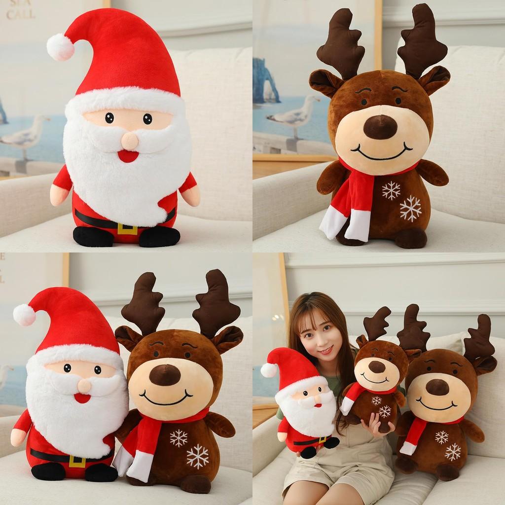 Claus Holiday Santa And Milu Deer Plush Toy With Scarf For Kids Christmas Gift