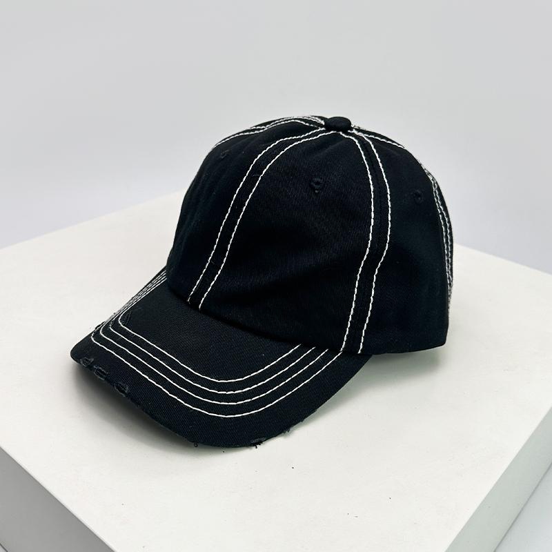 New Unisex Solid Distress Retro Baseball Hats Breathable Street Sunshade Simple Peaked Cap Versatile Fashion Casual Broken Style