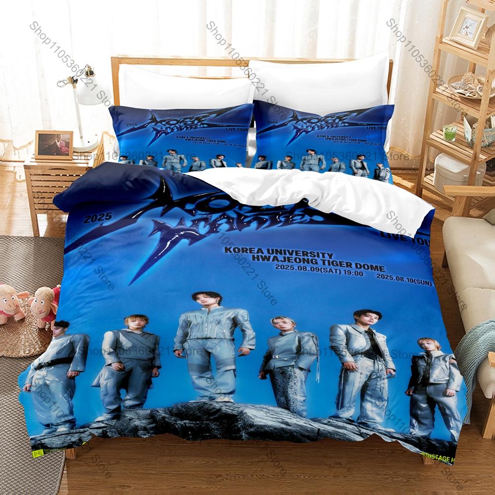P1Harmony K-pop Bedding Set, Duvet Cover + 2 Pillowcases, Idol Group Graphic Bed Linens for Home & Dorm Use