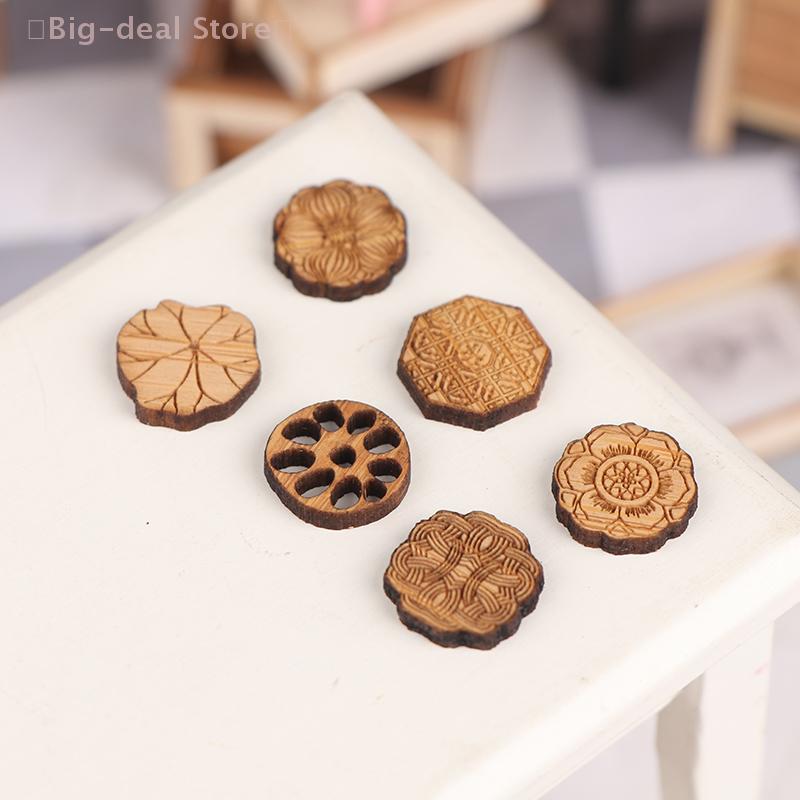 1/12 Dollhouse Retro Mini Tea Coasters, Wooden Cup Mat, Dollhouse Furniture Decoration, Kitchen Ornaments