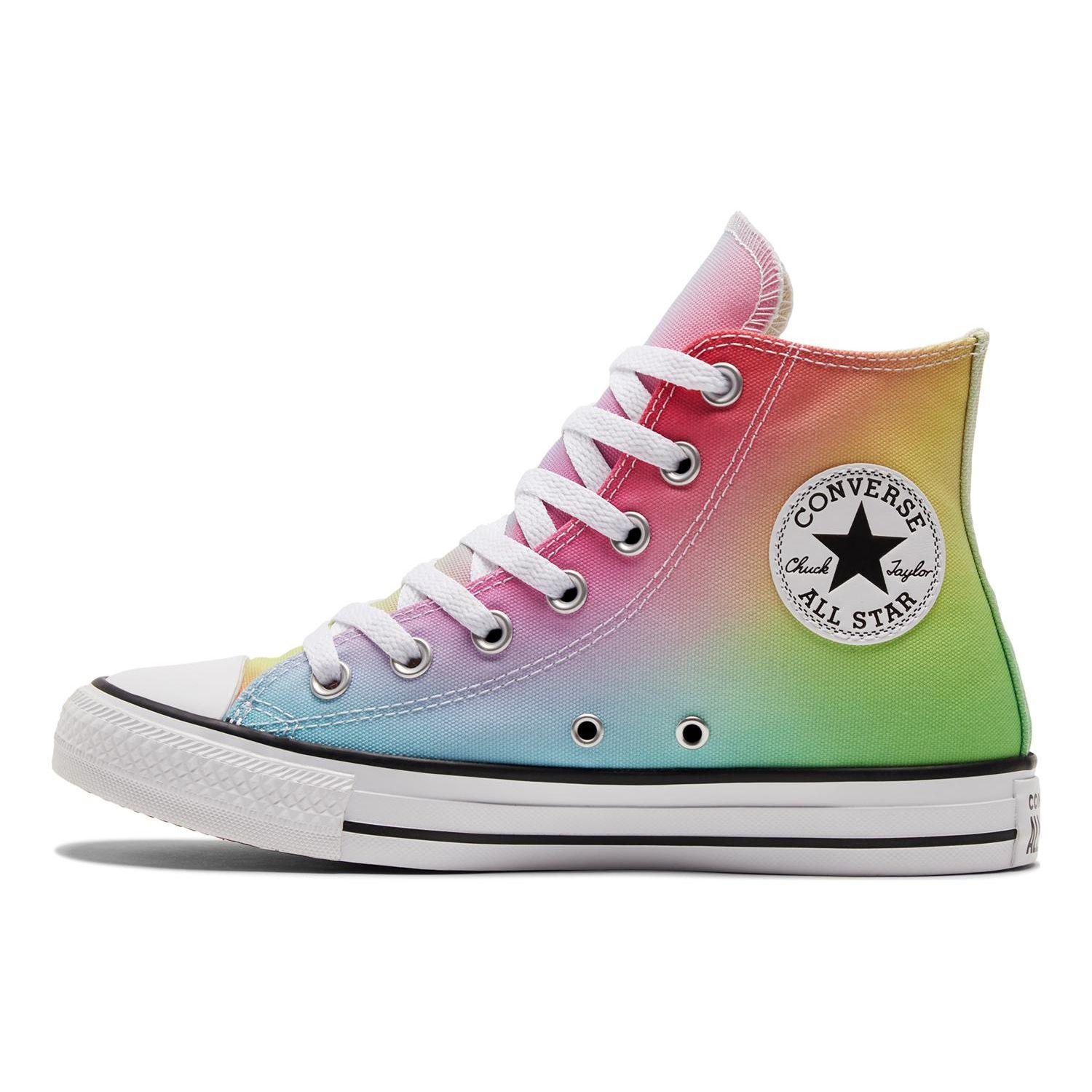 

Converse Chuck Taylor All Star Series Модные Повседневные Универсальные Высокие парусиновые кеды Радужный градиент Унисекс Кроссовки A02570C 35