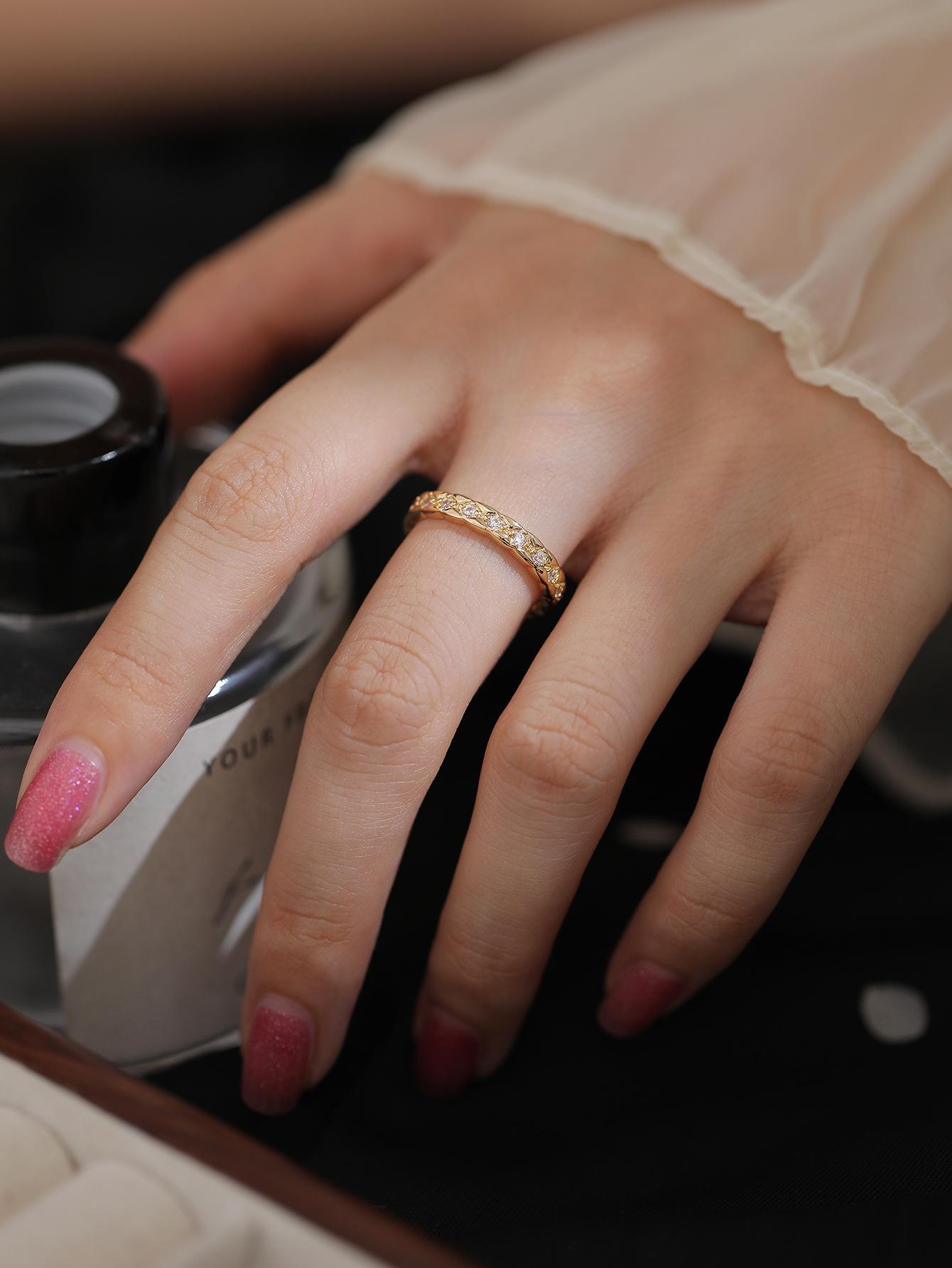 

Модное регулируемое золотое кольцо с цирконом для женщин Adjustable