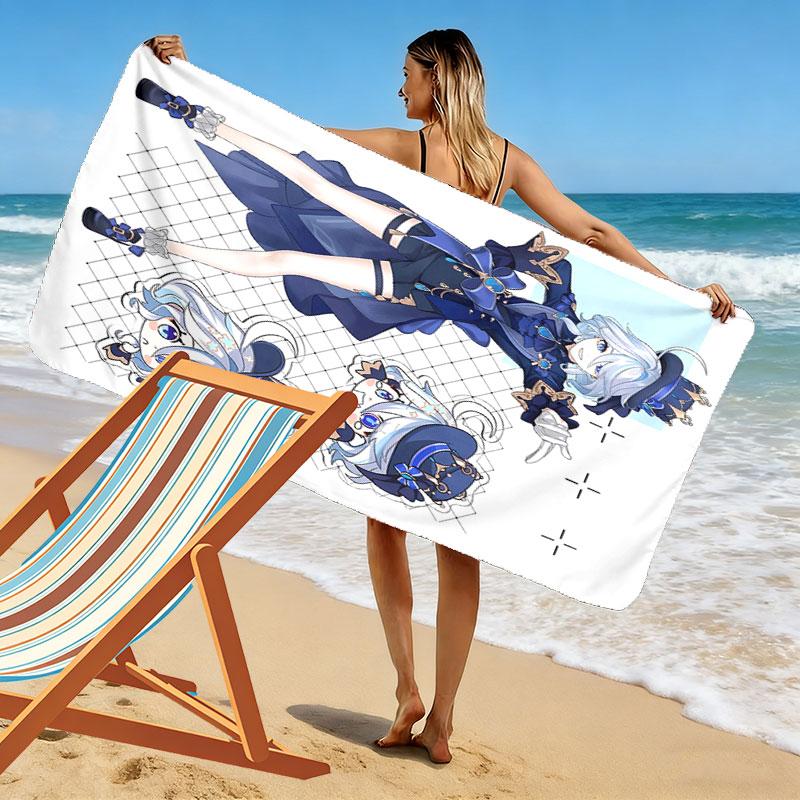 Genshin Print Beach Towel, Large Soft Quick Dry Towel for Beach Camping Swimming