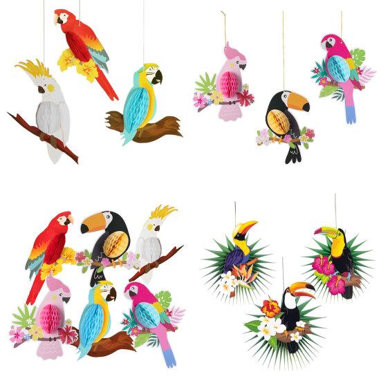 1 Zestaw Wisiorków z Tropikalnymi Ptakami Ładnie wyglądające Dekoracyjne Kolorowe Tropikalne Ptaki Papugi Ozdoby na Imprezę o Tematyce Hawajskiej do Domu