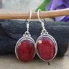 Red Ruby Earring, Oval Earring, Handmade Earrings, 925 Sterling Silver Earrings, Gift for her, Light Weight Earrings