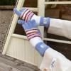 Harajuku Striped Knitted Gloves Rainbow Color Full Fingers Mittens Touchscreen Mittens  Winter