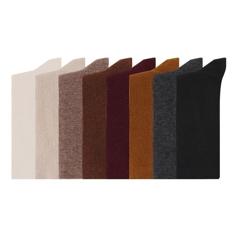 5 Pairs of Wool Socks Women's Winter Mid-tube Socks Double Needle Pile Socks Boneless Women's Winter Warm Stockings