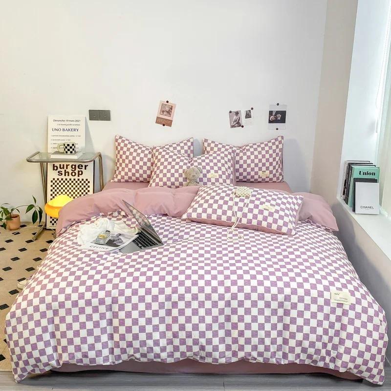 Black and White Plaid Duvet Cover Set Full Geometric Grid Bedding Set Soft Lattice Checkerd Comforter Cover with 2 Pillowcases