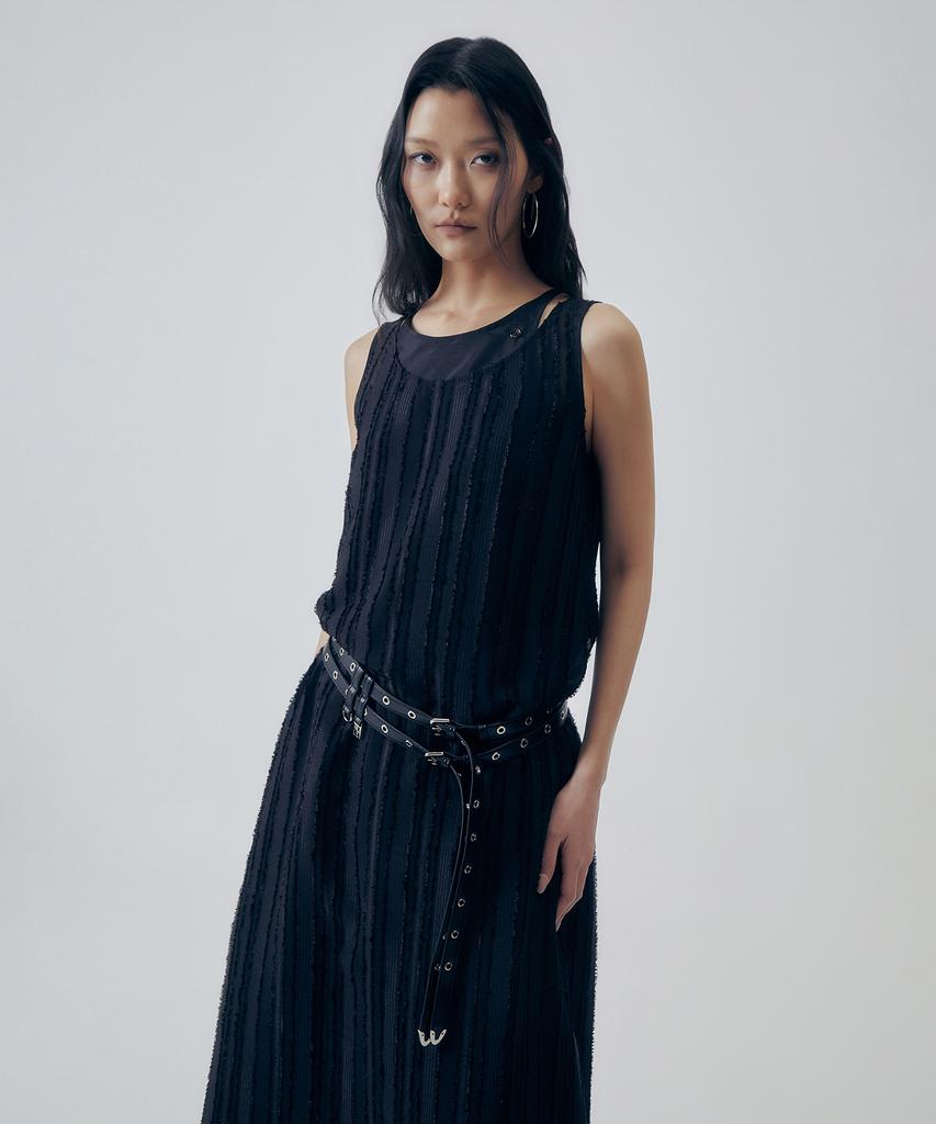 Teulimingbeodeu Two-Layer Overlap Dress [ Black ]