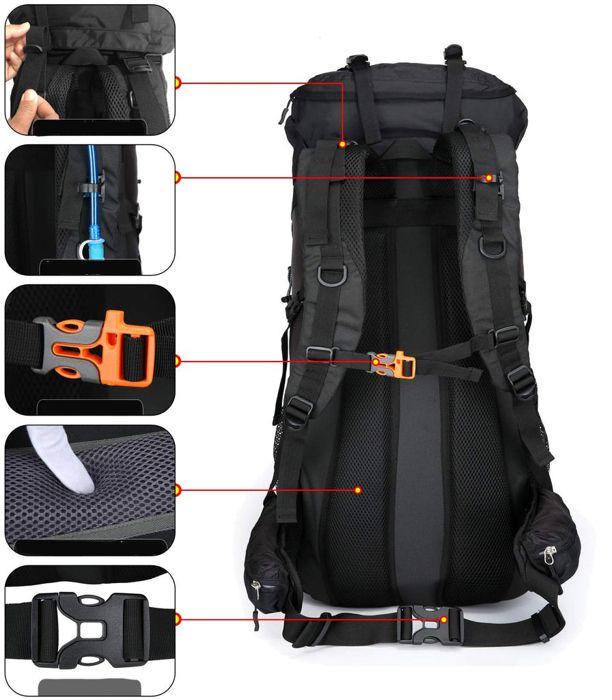 Sac à dos randonnée - léger - imperméable - 70l - nylon résistant - housse de pluie incluse