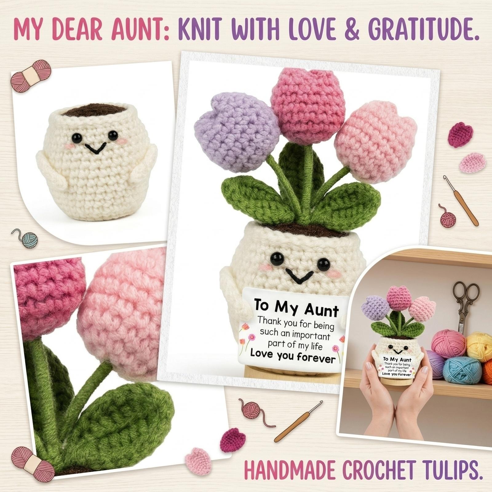 Knitted Finished Gift Potted Doll Potted Handmade Crochet Doll One Size