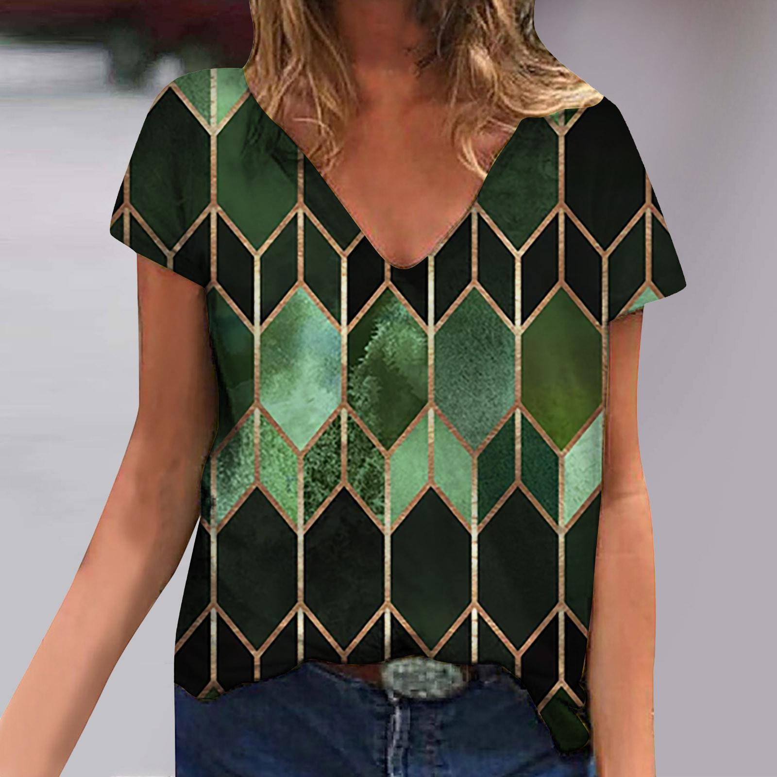 

(SU)Женские летние топы со свободным принтом, мягкая повседневная футболка с коротким рукавом, верхняя блузка