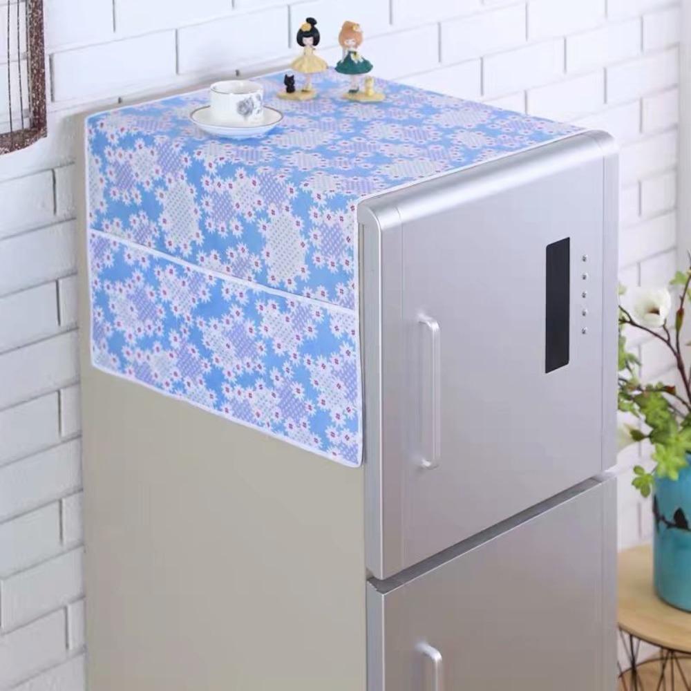 1Pcs New 55x120cm Refrigerator Dust Cover Cotton Linen Dustproof Refrigerator Cloth with Storage Bag Washing Machine Towel