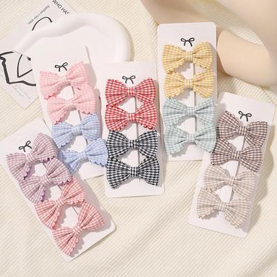4Pcs/Set Lovely Plaid Mini 2.5" Hair Bows Clips for Baby Girls Sweet Candy Color Hairpins Headwear Barrettes Hair Accessories