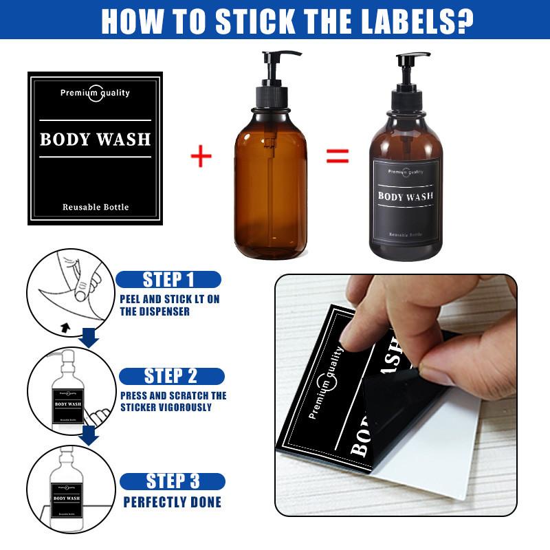 500ml Shampoo Conditioner Bodywash DIspenser Bottle Wall Mounted Bathroom Farmhouse Decor Soap Bottle with Sticker