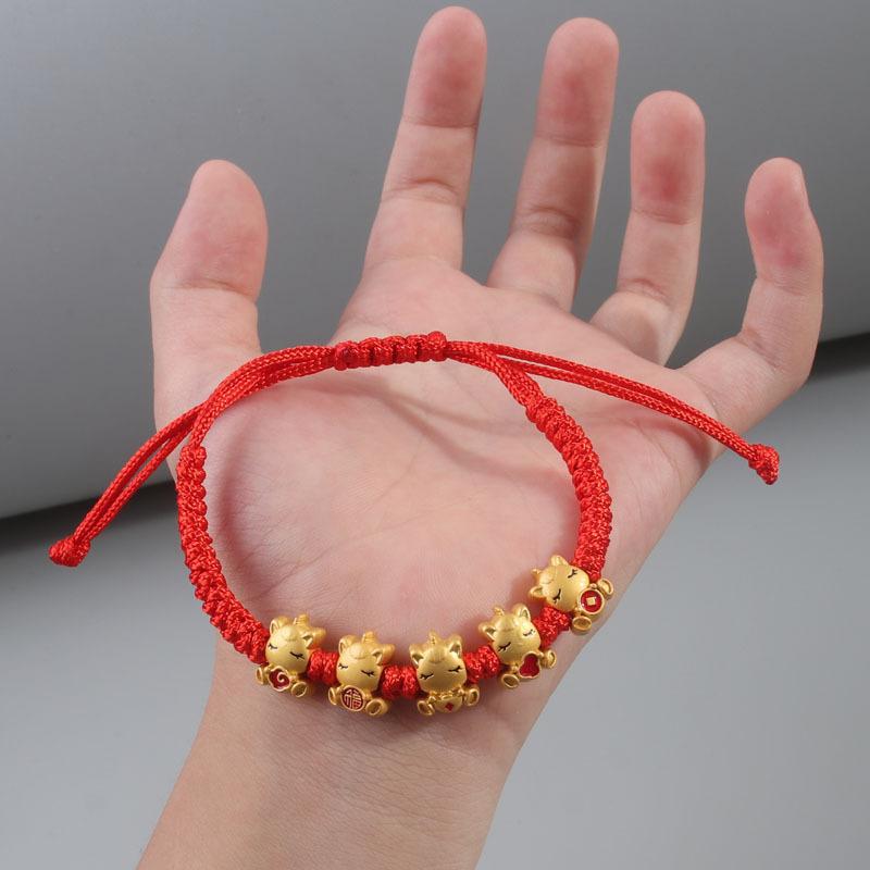 Regulowane bransoletki z zawieszkami w kształcie małego konika dla kobiet, czerwona sznurkowa bransoletka, damska biżuteria, prezenty