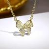 2026 Luxury Diamond Bow Pendant Necklace: Elegant, Fashionable, Versatile Light French Design Clavicle Chain