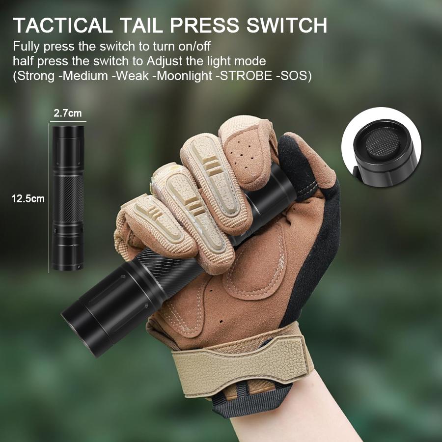 High Power LED Flashlights with Pen Clip Portable Tactical Torch Aluminum Alloys Waterproof Lantern for Outdoor Home Use 21700