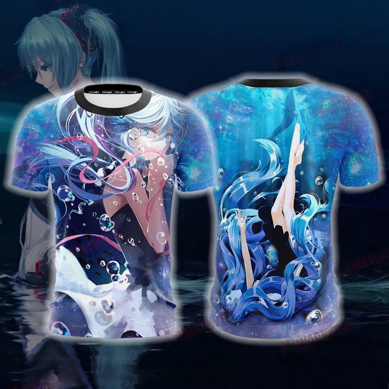 2026 New Japanese Virtual Idol Hatsune Miku Printed Short Sleeve Unisex Large Relaxed Breathable T-shirts =
