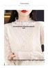 Women's Spring-Summer Chiffon Knit Top with Lace & Mesh Half-High Collar