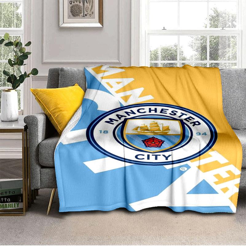 Couverture imprimée City Football Club Couvertures douces en flanelle pour canapé lit Cadeaux pour hommes femmes Couverture de pique-nique Cadeaux de Noël