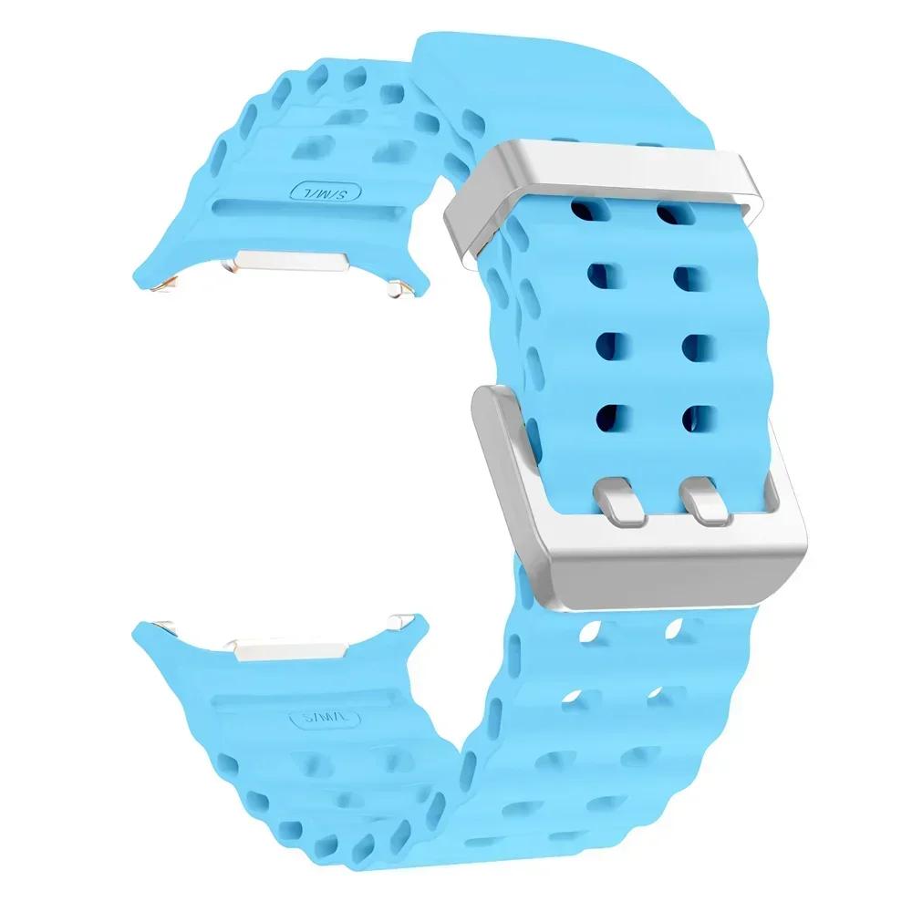NEW Marine Silicone Strap For Samsung Watch 7 Ultra 47mm Bracelet No Gaps Sport Two-tone Band for Galaxy Ultra Watchband Straps