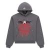 Felpa Sp5der Oversize Spessa in Pile con Stampa a Foglia Ragnatela Design Uomo Inverno Casual