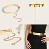 Gold Metal Belt With Lobster Clasp And Extended Chain For Daily Fashion Accessory