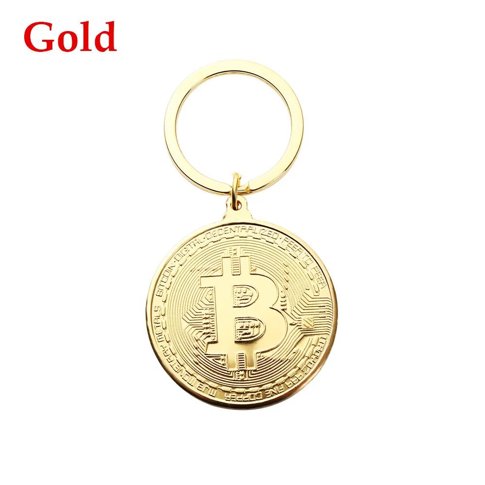 1 Pc Bitcoin Commemorative Collectors Coin Bitcoin Key Chain Copper Plated Alloy Bitcoin Key Ring Friends Gifts Decor золотой