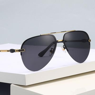 Summer New Half Frame Sunglasses Men'S Driving Metal Sun Glasses Fashion Outdoor Shading For Men Eyewear Uv400 Goggles