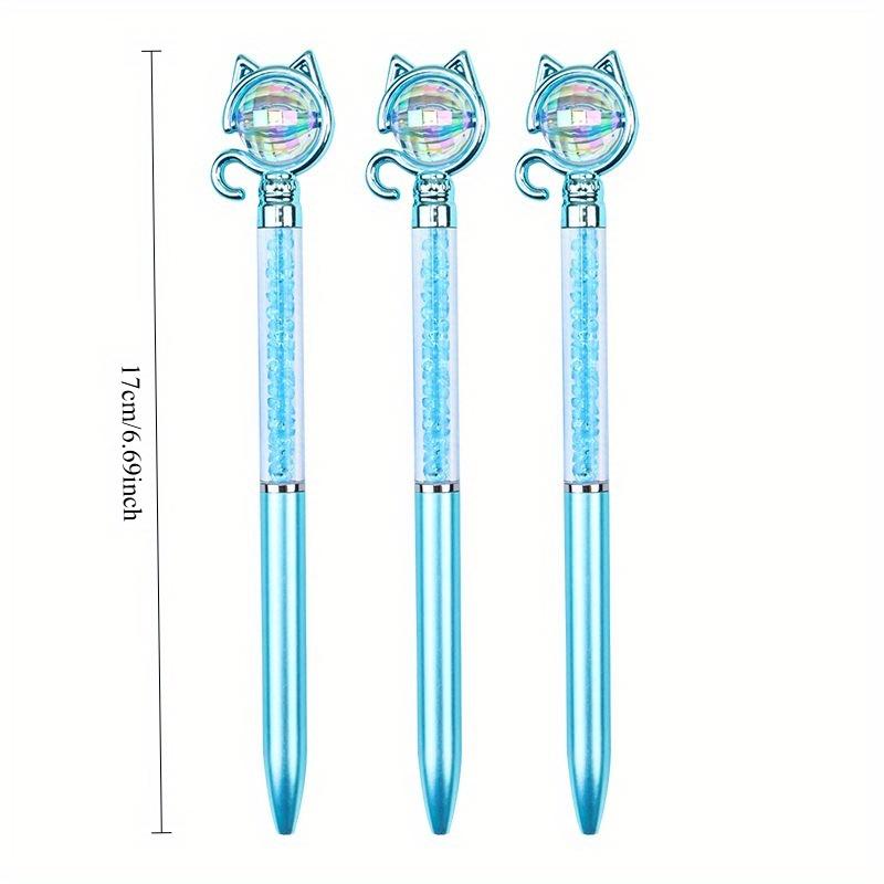 12pcs/Lot Cute Cat Diamond Ballpoint Pen Creative Cat Tail Ball Pens Kawaii Kitten Blue Ink Writing Pen School Office Stationery