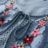 Plus Size Women Loose Shirt Half Sleeve with Lace Flower Embroidery