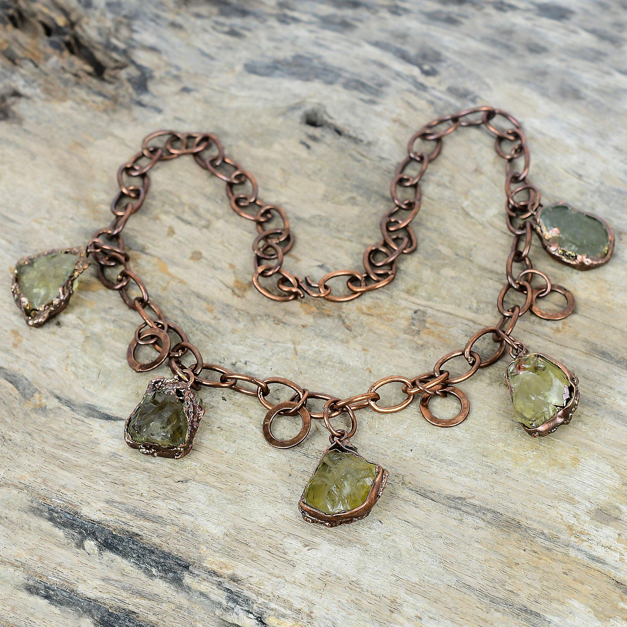 

Citrine rough necklace electroformed copper necklace adjustable chain necklace handmade copper jewelry wedding gift dainty gemstone necklace Adjustable