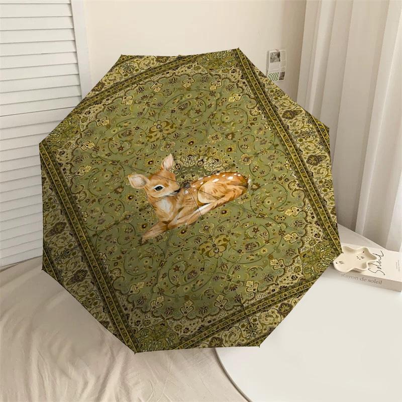 

1PC Deer Rug Umbrella-8-Rib Reinforced, Automatic Open, Lightweight & Durable, Cute Fashion Accessory for Outdoor, Beach, or Casual Use, Beach Umbrell