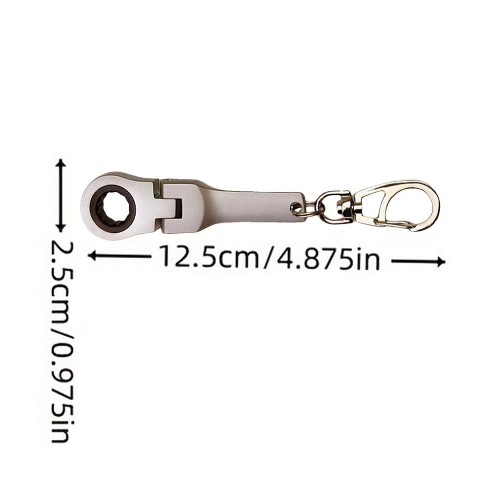 10mm Ratchet Wrench Mini Shaped Metal Racing Keychain Key Chain Ring Keyring Adjustable Wrench Hand Tools Automotive