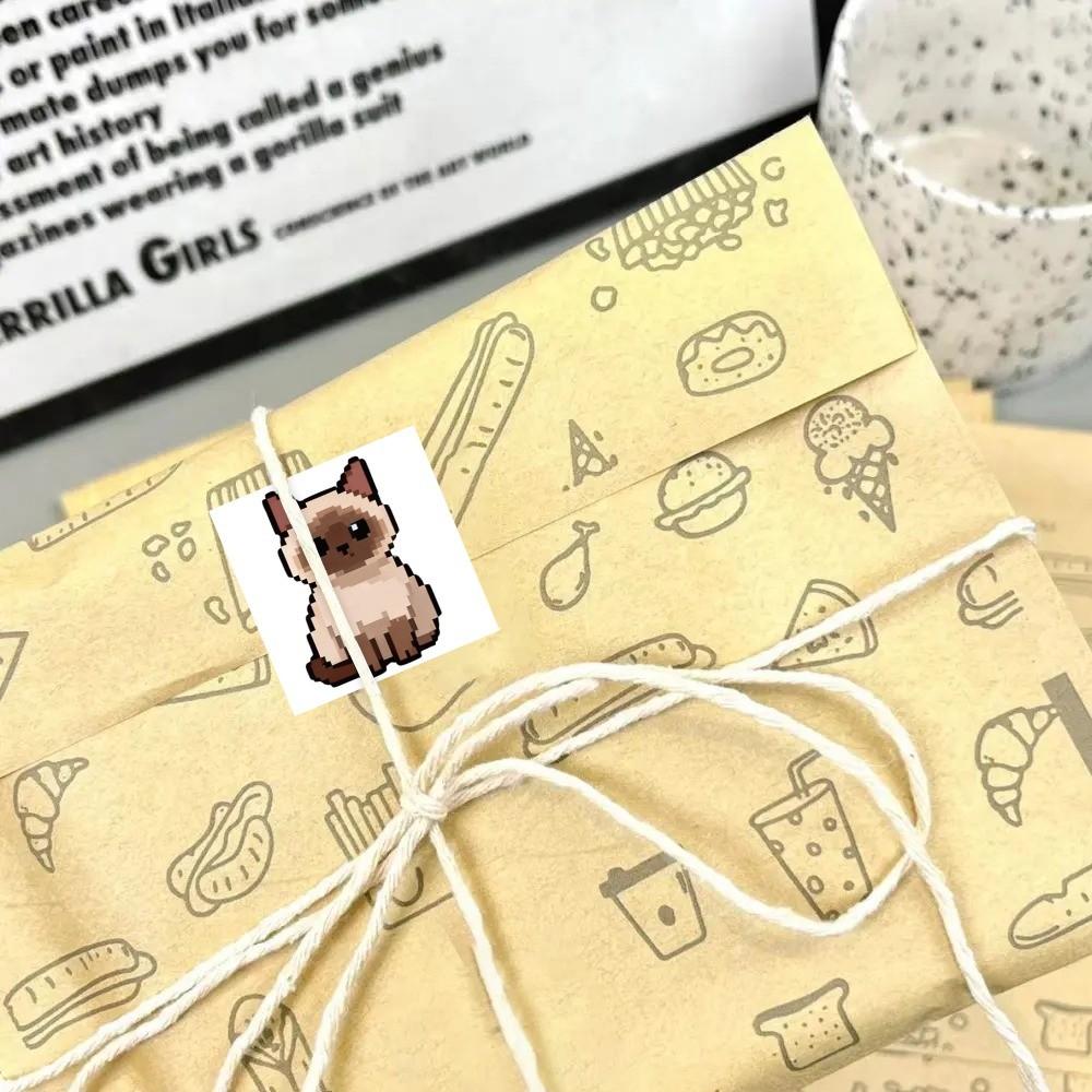 500 Pcs/Roll Cute Pixel Cat Stickers - Adorable Rolled Decals for Notebook & DIY Craft Embellishment RecordingYourLife Store
