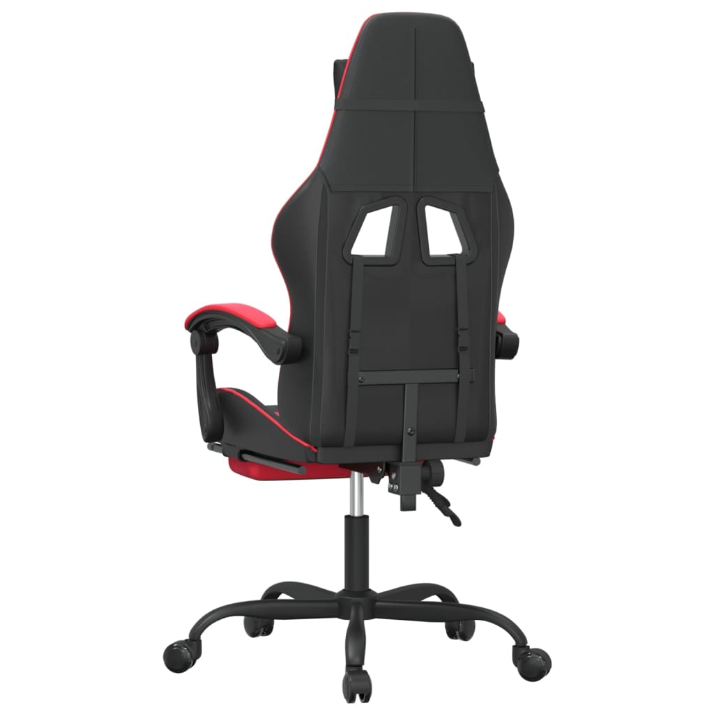 Gaming Chair with Footrest Swivel Black & Red PU Leather