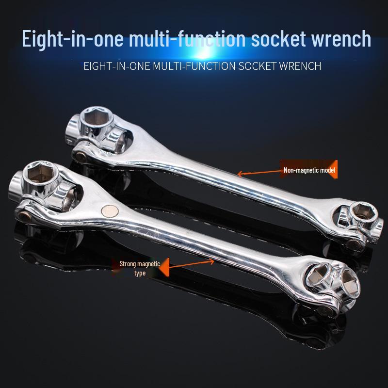 52-in-1 Multi-purpose Universal Socket Wrench Set with 360° Rotating Heads, 8 Pcs