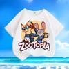 Zootopia Judy Nicky Xia Nové dětské tričko s krátkým rukávem pro malé a střední děti, Ležérní top s kulatým výstřihem