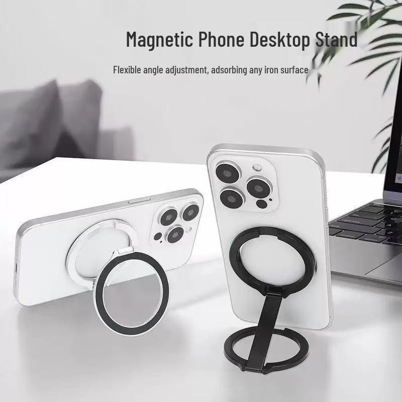 MagSafe Dual-Sided Magnetic Phone Holder: 360° Rotating, Strong Alloy Grip for Desktop Convenience