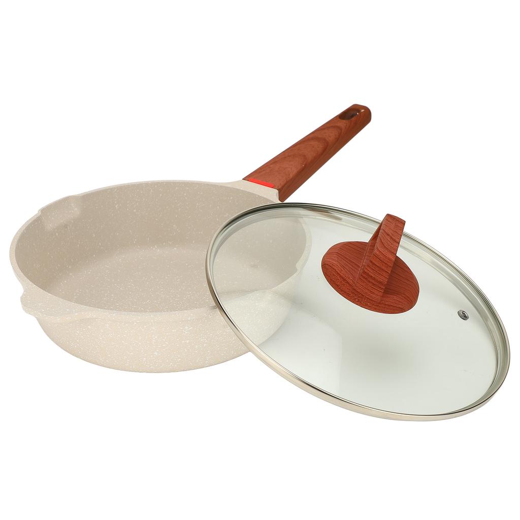 Maifan Stone Frying Pan Professional Prevents Stick Sy Clning Efficient Even Hting Cooking Pan with Lid for Kitchen