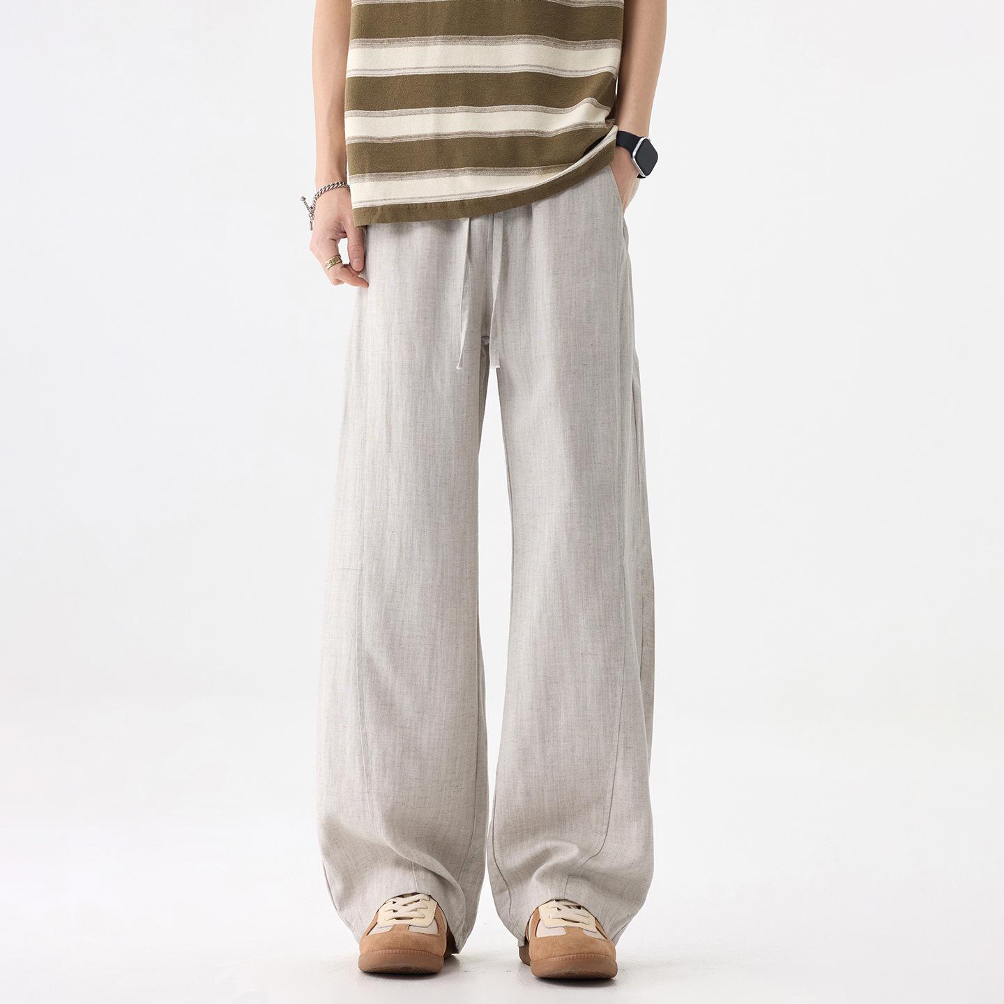 Tencel Linen Blend Men s Wide Leg Casual Pants - Spring/Summer 2026 Edition XL (approx. 70-78kg)