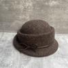 Pink Little Princess Daughter Wind Bow Curled Wool Top Hat Women'S Autumn And Winter Elegant Warm Bucket Hat Shows Small Face