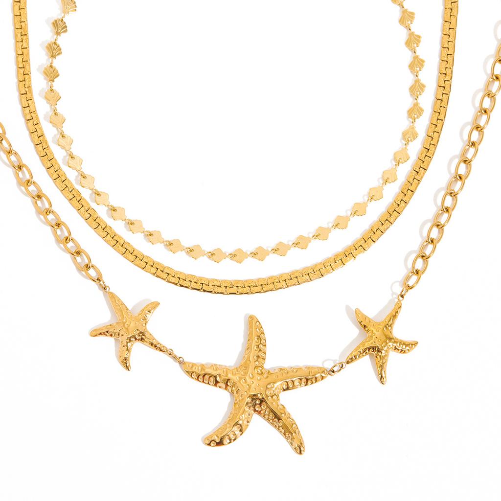 Popular Ocean Series Necklace Stainless Steel 18K Gold PVD Plated Waterproof Individualistic Holiday Jewelry