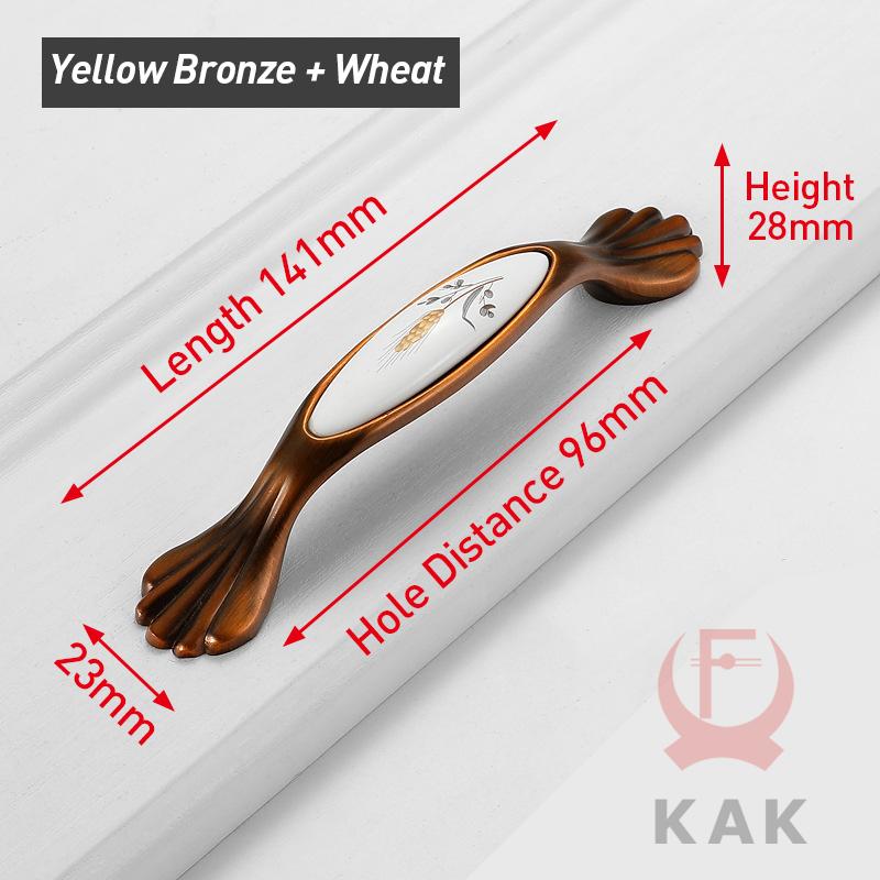 KAK Vintage Bronze Ceramic Cabinet Handles Wardrobes Door Pulls European Style Kitchen Handle Drawer Knobs Furniture Handle