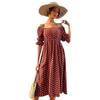 Summer Retro Women's Clothing Ruffle Edge Polka Dot One-word Collar Dress