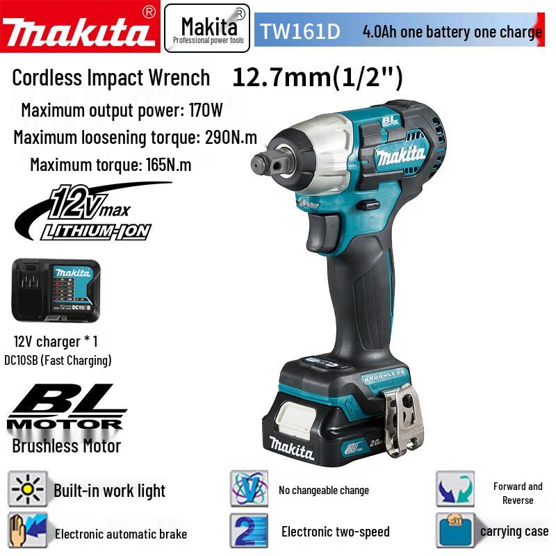 

Makita TW161D 12V Cordless Impact Wrench CN plug (adapter included)